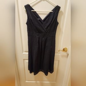 Lands' End Dress Women's Size 8 Navy Blue V-Neck Sleeveless 100% Cotton Summer